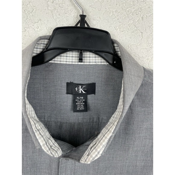 Calvin Klein Shirt Mens XL Gray Long‎ Sleeve Button Down Casual Work Dress - Picture 4 of 10
